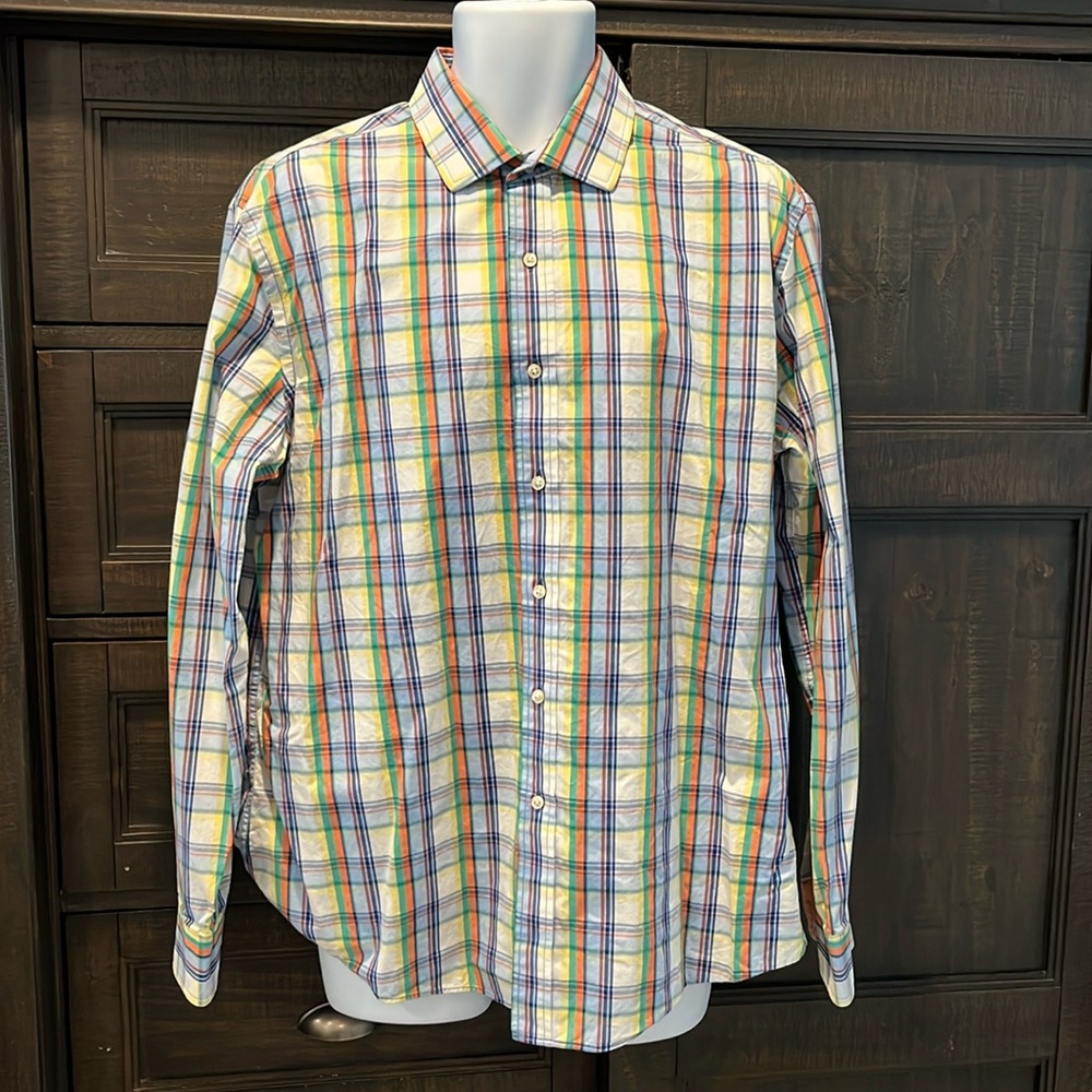 Tommy Hilfiger mens long sleeve button down collared shirt 17 34/35 XL EUC